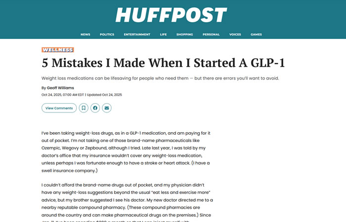 Screenshot of a HuffPost article titled 